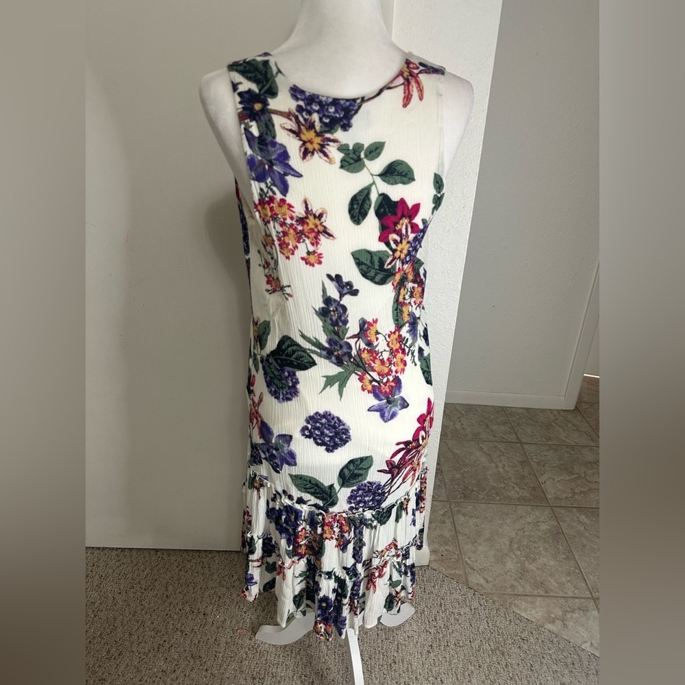 Karen Kane Rose Garden Shift Dress Drop Waist V-Neck Sleeveless High Low Medium - Picture 6 of 9